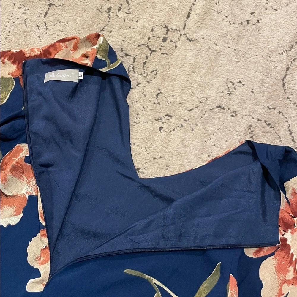 Floral Navy Women's knee length dress - Picture 8 of 13